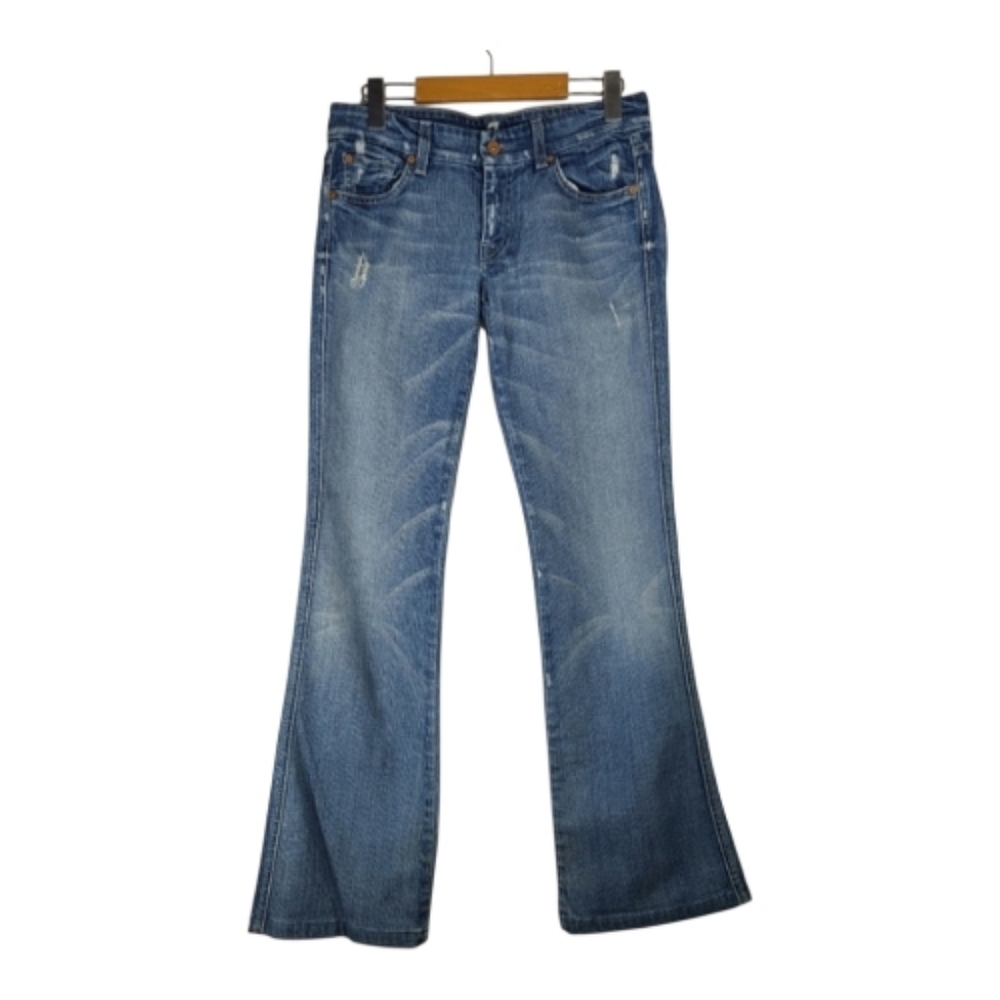 7 For All Mankind A Pocket Bootcut Distressed Jeans Size 27 Premium Denim